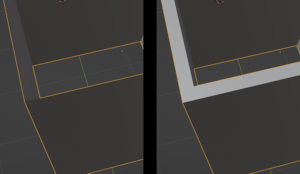 厚みの変化を比較した画像（左：幅 0m / 右：0.05m）